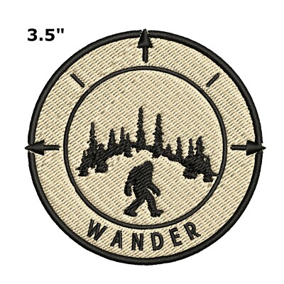 Bigfoot Lives Patch Embroidered DIY Iron-On Sasquatch in Forest Applique Cryptid