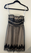 David's Bridal Prom Homecoming Dress 4 Strapless Tulle Embellished New Black