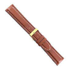 20mm Milano Brown Genuine Leather Stitched  Padded Men's Watch Band Regular