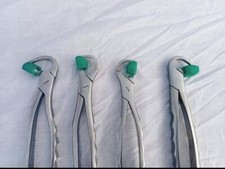 DENTAL EXTRACTION FORCEPS STANDARD SERIES SET OF 4 PCS FREE 20 SILLICONS