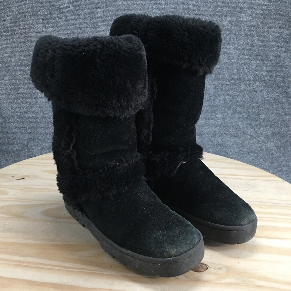 Botas Style & Co para mujer 6 M ingeniosas piel de oveja cuero negro tirar cómodas informales Foto 3 de 4