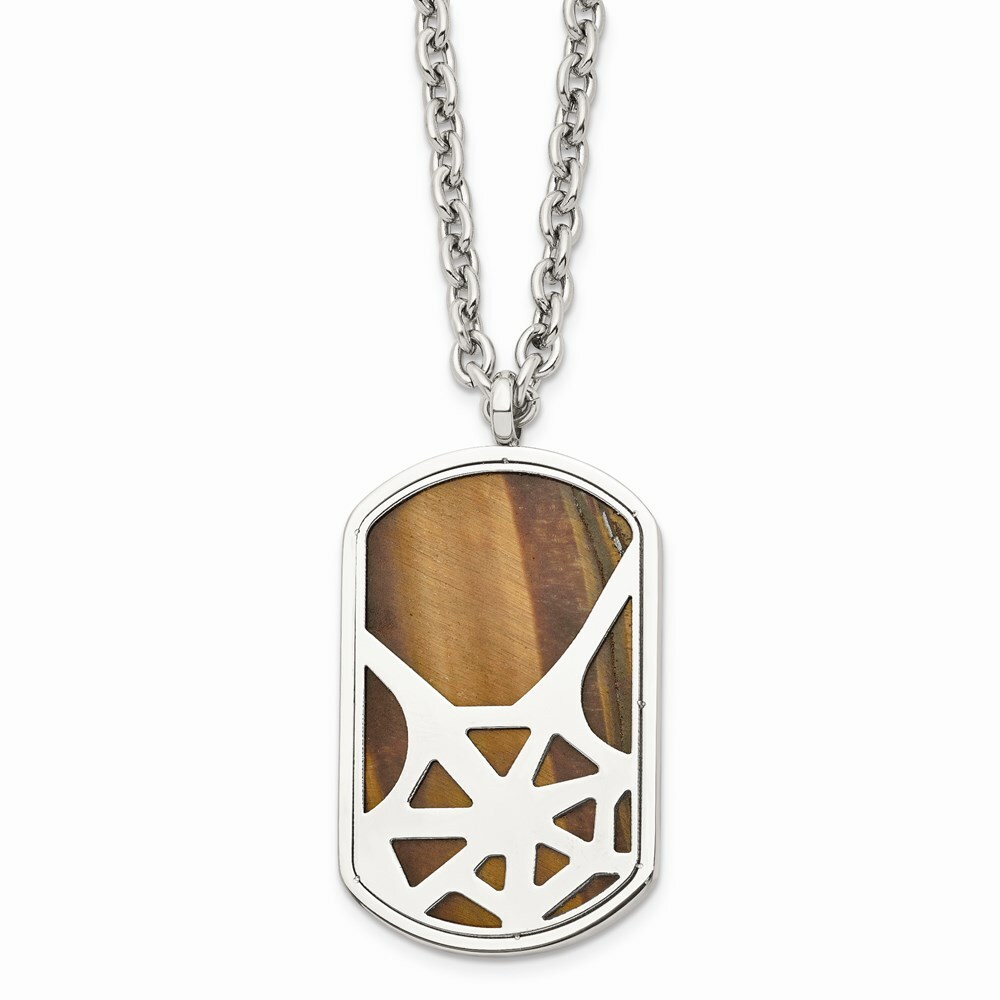 Ожерелье с полированным собачьим жетоном Тигровый глаз из нержавеющей стали 7490₽