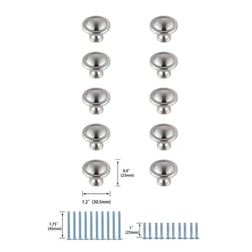 Elegant Decor Garlande 1.2" Mushroom Knob Multipack in Nickel (Set of 10) - Picture 6 of 6