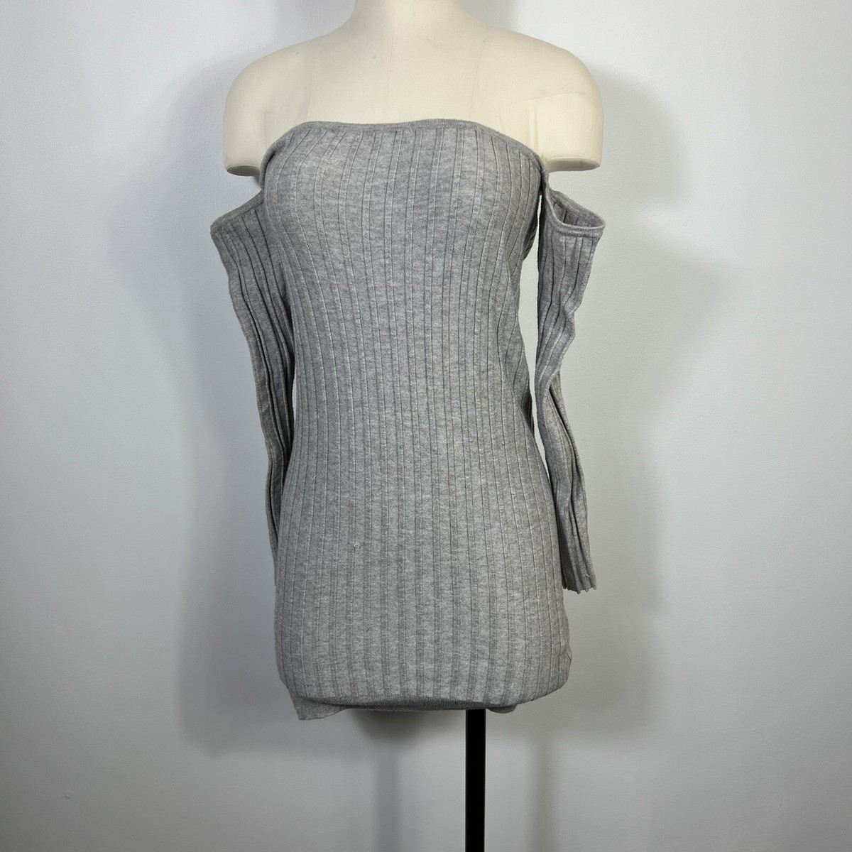 grey sweater dress forever 21 Forever 21 Dolman Sleeve Sweater Dress L Light Grey Tie Belt Faux Wrap