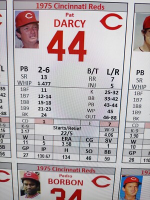 1975 Cincinnati Reds Statis Pro Baseball Custom Made **PDF FILE ** | eBay