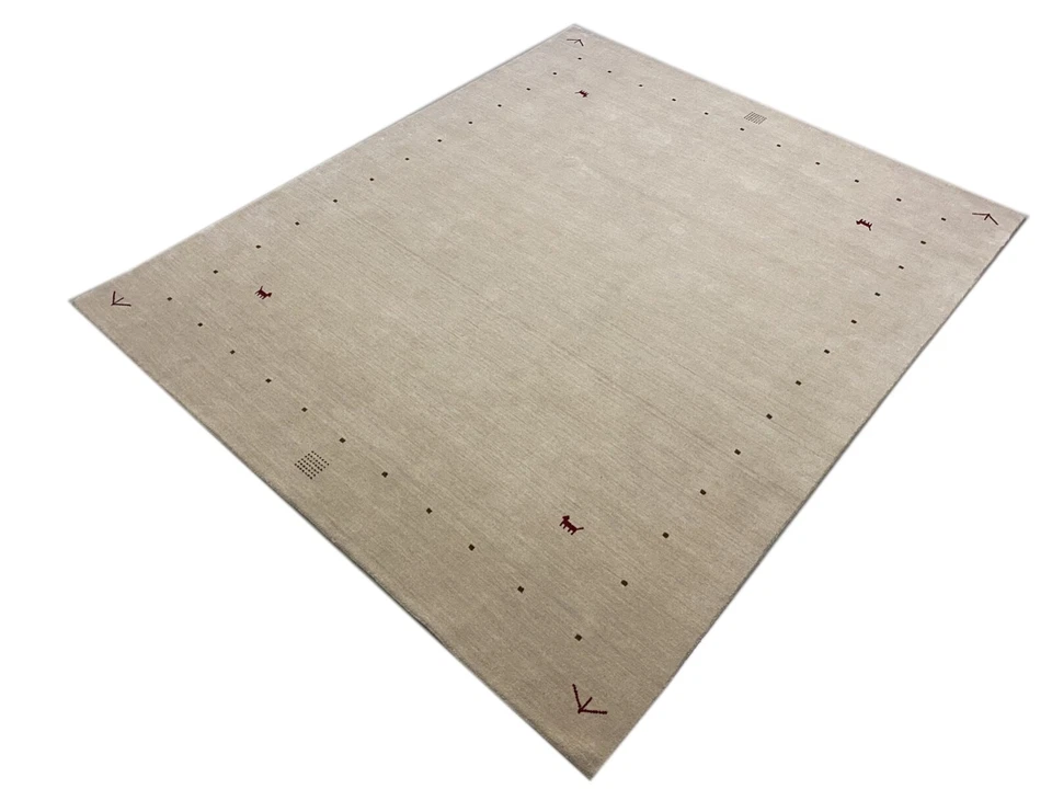 Tapis Beige 100% Laine Uni Teinté 250X300 CM Gabbeh Tissé À La Main G84T1 - Photo 1/4