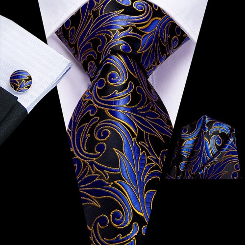 USA Men's Necktie Tie Paisley Striped Solid Hanky Cufflinks Set Wedding - Picture 106 of 162
