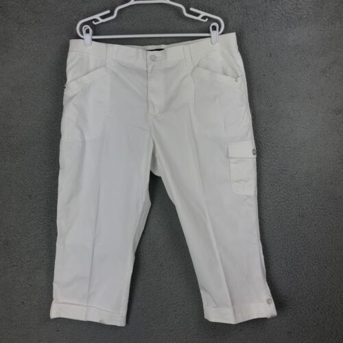 Pantalones elásticos blancos capri tiro medio calce relajado Lee talla 18 38x21