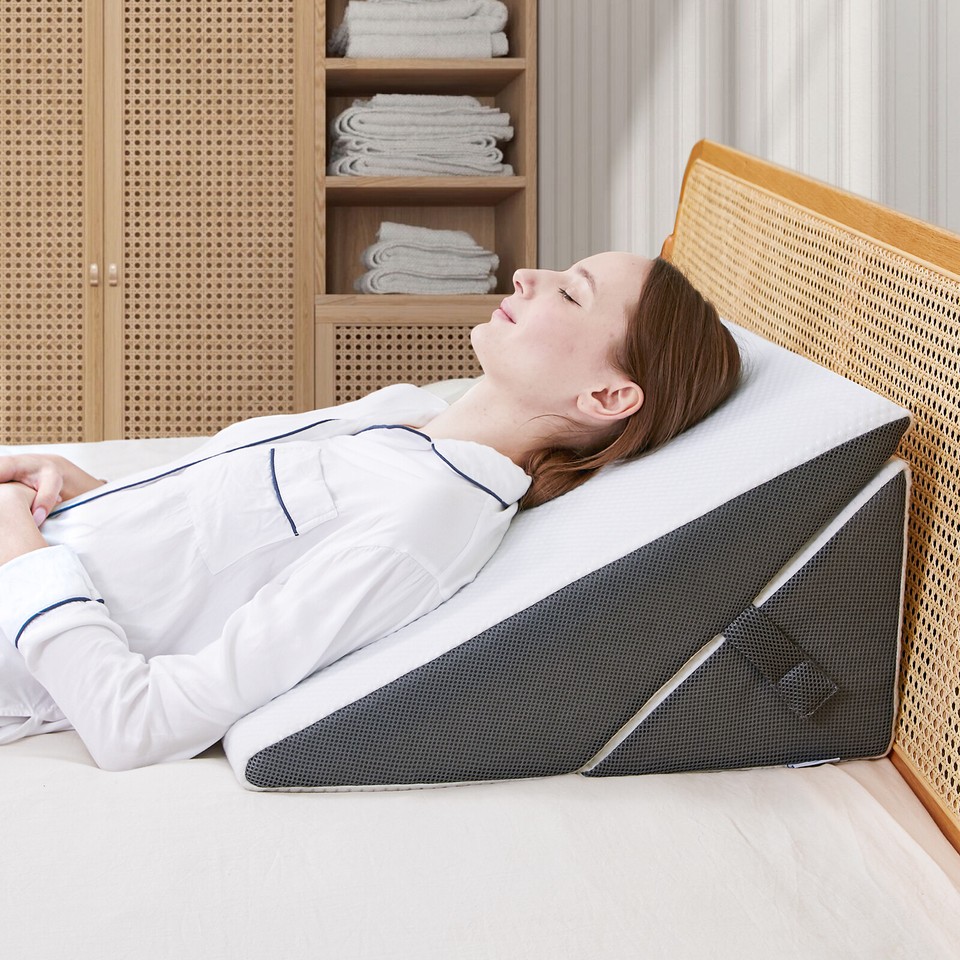 Gel Memory Foam Bed Wedge Pillow &Removable Cover & Sleep Reflux