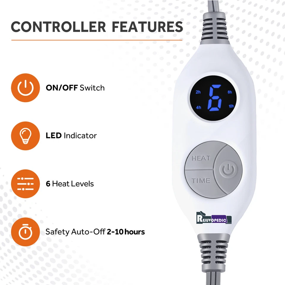 Heated Electric Throw Blanket Fleece Sherpa Reverse 9 Heat Settings Auto Cut Off - Image 3 of 4