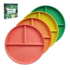 9 Inch 4PCS Unbreakable Portion Control Plates, Divided Plates for Kids Adult...