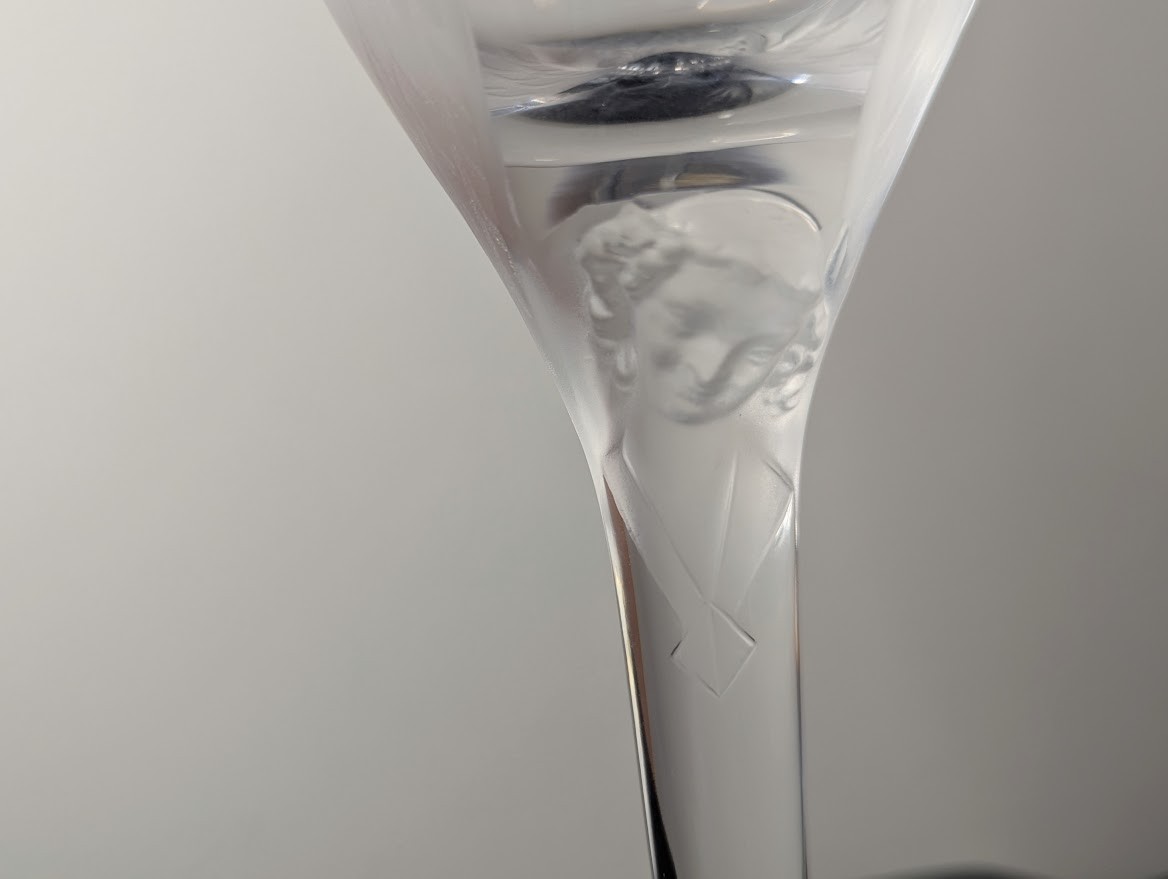 Lalique Angel Champagne Flutes Pair "Ange de Reims" (Angel Wings) #13645