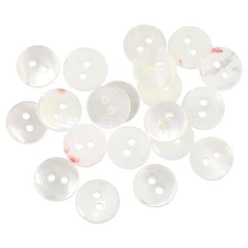 25 Pcs Natural Shell Button, 2 Hole 11.5mm Mother of Pearl Button, White/Red
