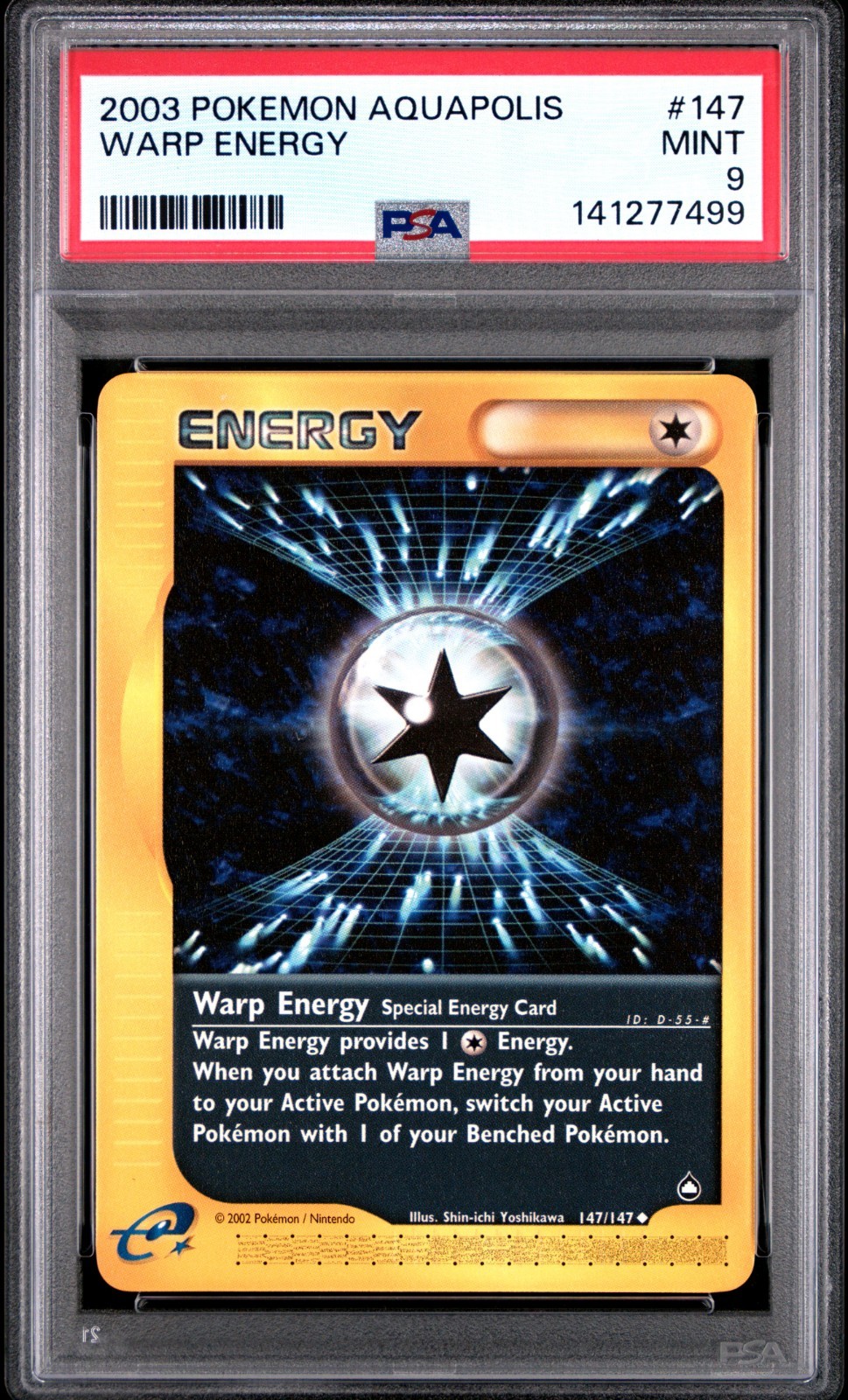 Pokemon PSA 9 Warp Energy 147/147 Aquapolis 2003 Uncommon Mint