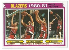 PORTLAND TRAIL BLAZERS 1981-82 Topps #61 Team Leaders Paxson Thompson NM-MT