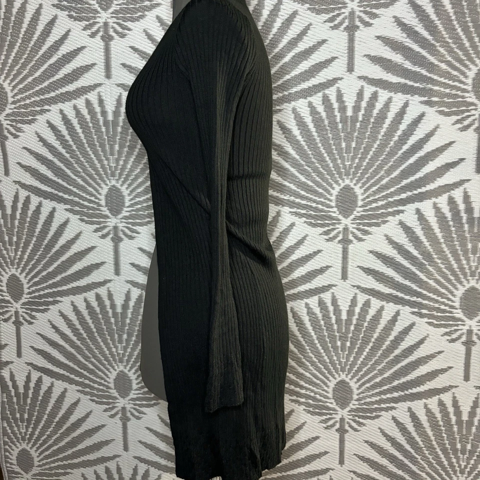 Cárdigan Acanalado Suéter Plumero De Colección Y2K Xhilaration Talla S Negro Minimalista Elástico Foto 3 de 4