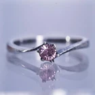 Size 4, vintage Sterling 925 silver handmade band ring with pink crystal