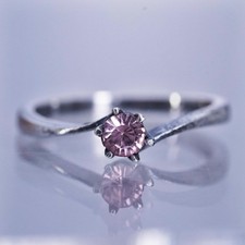 Size 4, vintage Sterling 925 silver handmade band ring with pink crystal