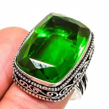 Natural Peridot Gemstone Handmade 925 Sterling Silver Jewelry Ring Size 8 I852