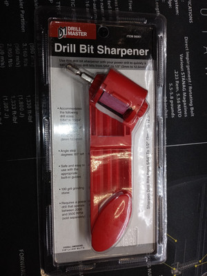 NEW Drill Master Drill Bit Sharpener with Built-In Guide: 5/64'' to 1/2'' 98061