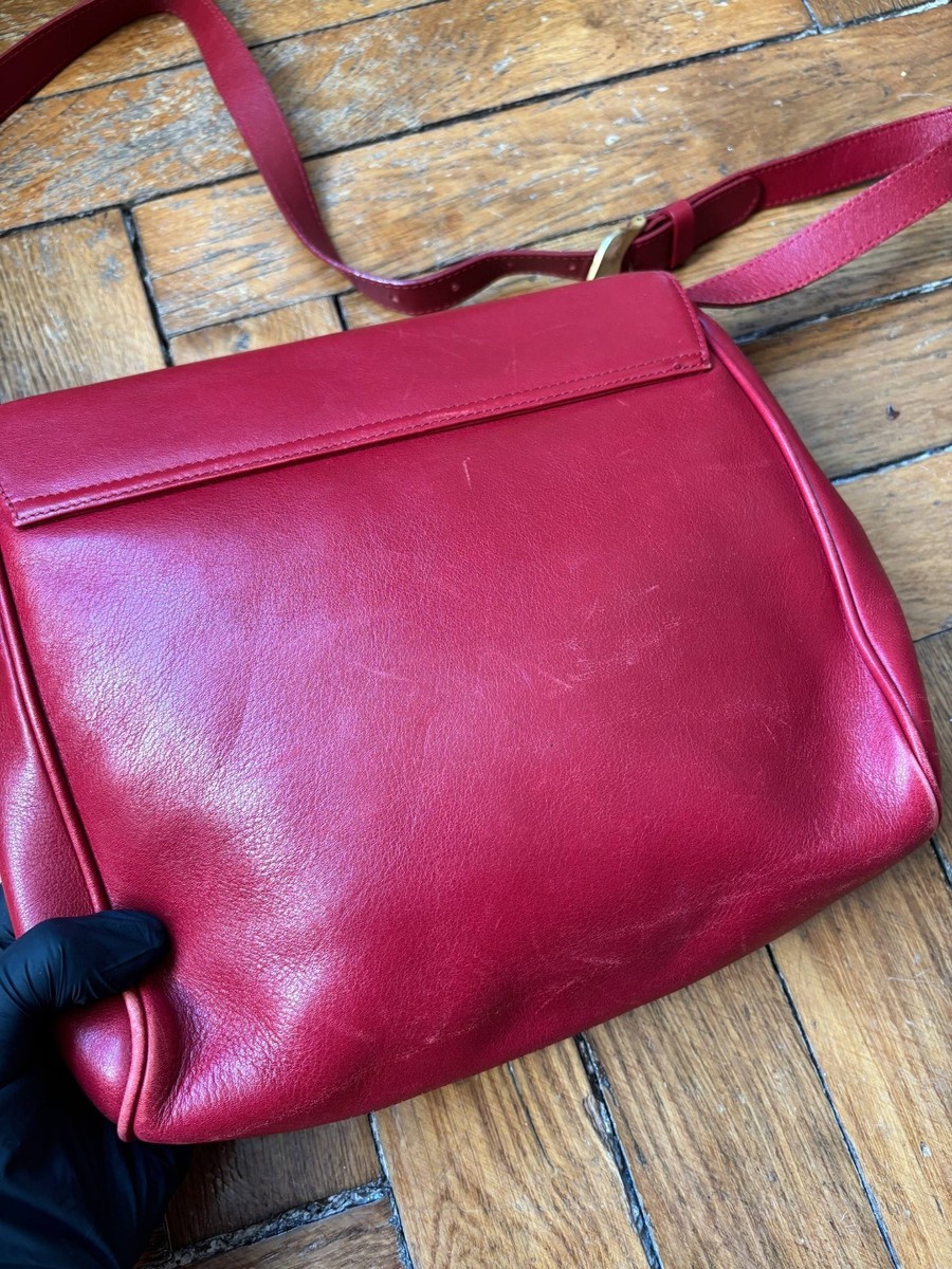 Rare Vintage YVES SAINT LAURENT YSL 1990s Red Leather Bag Heart