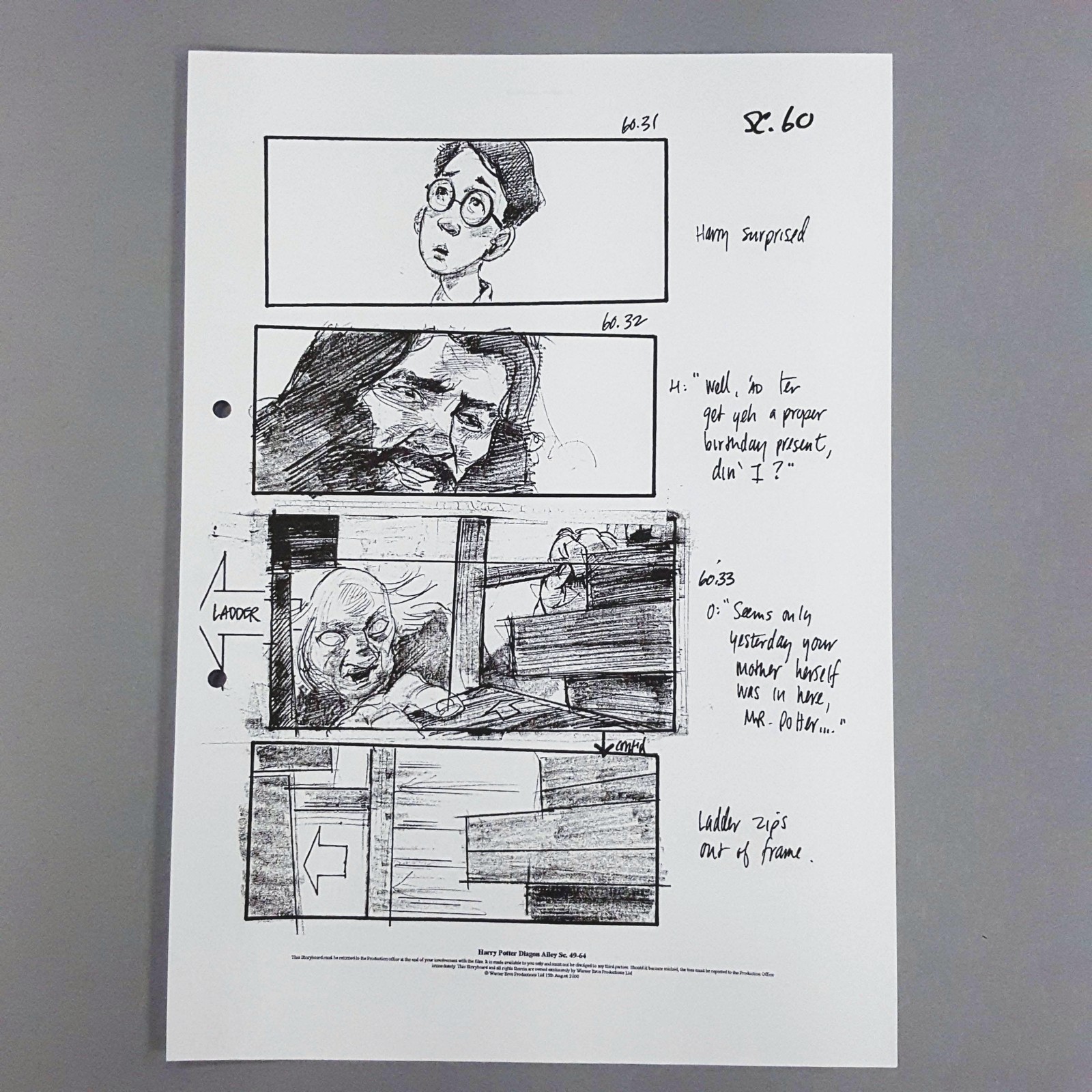 Harry Potter Sorcerer's Stone Original Storyboard Ollivander Diagon Alley Shots