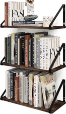 Floating Shelves Rustic Wood Wall Shelf, Small Bookshelf for Living Room, Office