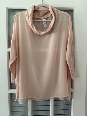 Wynne Layers Women s S Peachy Pink Oversized Cowl Neck Sheer Blouse | SKU 0149