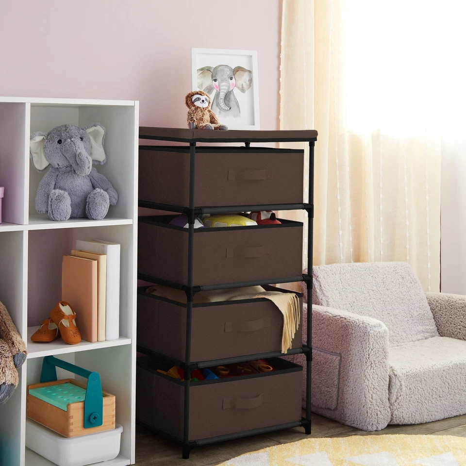 4-Tier Closet Dresser with Drawers - Clothes Organizer and Storage (Dark Brown) - Image 3 of 4