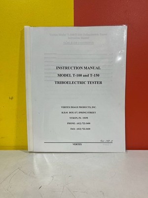 VERTEX T-100/T-150 Triboelectric Tester Instruction Manual