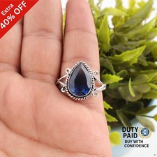 Valentines Deal Natural London Blue Topaz Sterling Silver Band December New Ring