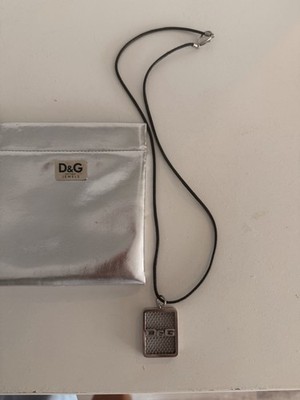 D&G 100% Original super zeitlose edle Dog Tag Kette mit Leder selten