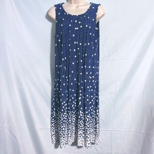 Perceptions Blue Sleeveless Polka Dot Dress Size M