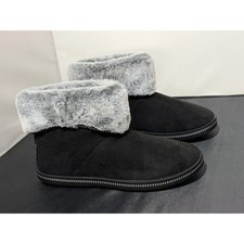 Skechers BOBS Keepsakes Ice Angel Black Faux Fur Slippers 167627 Womens 6.5