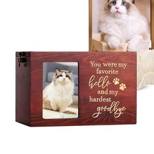 Pet Urns With Photo Display Wooden Dog Ashes Box Pet Memorial Box For Cats Dogs