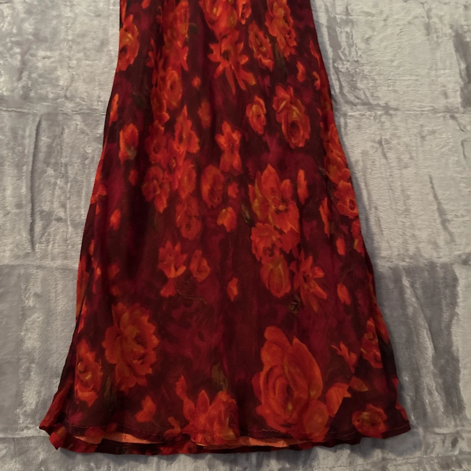 Vestido Rene Derhy Mujer Talla M Maxi Rojo Floral Hada Oscuro Romántico Elegante Y2K Foto 3 de 4