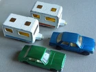 4 x Lesney Matchbox Superfast Ford Zodiac 53 - Mercedes 56 with 2 Caravans 31