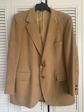 Daks Camel Wool Blazer 38R Suede Elbow Patch Sport Coat Vintage