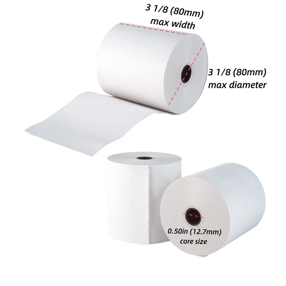 Papel térmico de qualidade premium 3 1/8" x 230' 50 rolos - Imagem 2 de 3