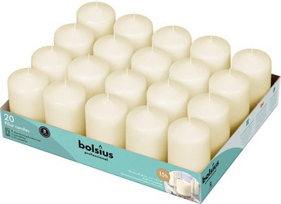 Bolsius Ivory Pillar Candles   2x3 Inches   20 Pack Unscented –
