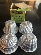 4 Vintage Small Aluminium Swan Jelly/ Blancmange  Moulds With Original Box