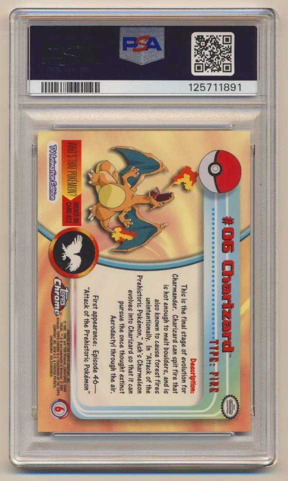 PSA 8 Pokemon TV 2000 Topps Chrome Holo Foil Charizard #06 NM/MINT Condition!! - Image 2 of 2