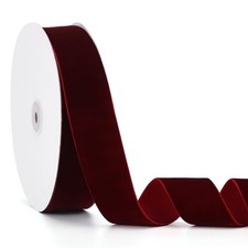 Velvet Ribbon Burgundy 1-1/2 Inch x 20 Yards Christmas Gift Wrapping Bow