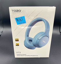 TOZO HT3 Wireless Bluetooth Over-Ear ANC Hi-Res Headphones Blue 3.5mm/USB-C. NEW