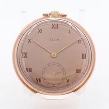 Vintage 1942 Elgin Roman 15J Mechanical Pocket Watch 546 10k Rose GFUSA Runs