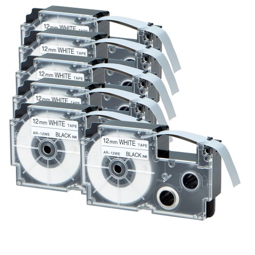 Compatible con Casio XR-12WE Cinta Etiqueta Negra sobre Blanca para EZ KL-60 12MM 6PK - Imagen 1 de 12
