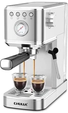 CHULUX Slim Espresso Machine with Milk Frother Steam Wand, 20 Bar A-Silver