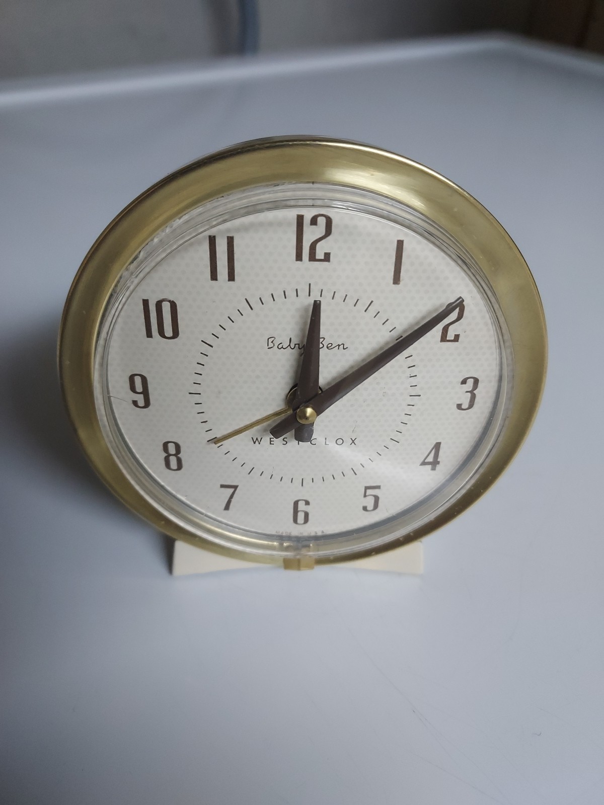 Super Cute 1958 Vintage Westclox Baby Ben Alarm Clock Model 61-Y Beige and Brass