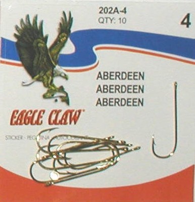 Eagle Claw  202A #1/0 8Ct  Gold Aberdeen Hooks