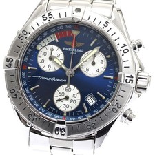 Breitling Transocean Chronograph Date A53040.1 Quartz SS Navy Dial 41mm Grade B